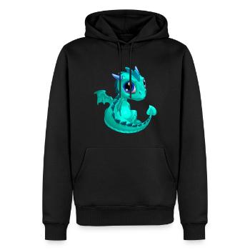 Baby Drache Cyan | Niedlicher cyan Baby Drache - Männer Premium Bio Hoodie - Schwarz - Vorne - Nico (187cm)
