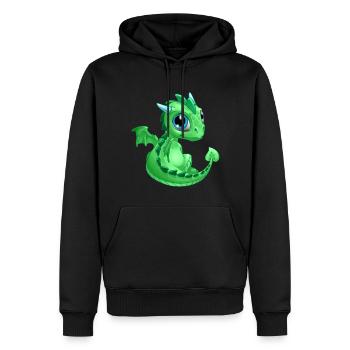 Bébé Dragon Vert | Mignon bébé dragon vert - Sweat à capuche Premium bio Homme - noir - Devant - Nico (187cm)