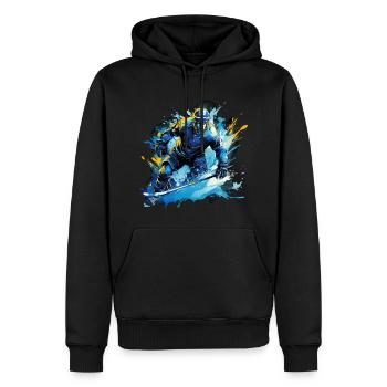 Joueur de hockey cool en équipement de hockey au lycée - Sweat à capuche Premium bio Homme - noir - Devant - Nico (187cm)