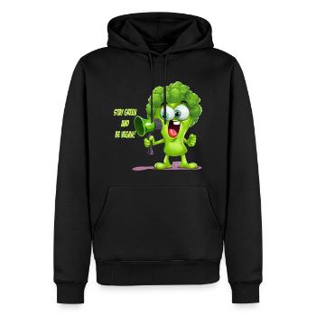 Stay Green - Veganes Essen Brokkoli Design - Männer Premium Bio Hoodie - Schwarz - Vorne - Nico (187cm)