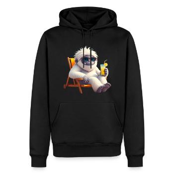 Yeti Monster im Sonnenstuhl - Männer Premium Bio Hoodie - Schwarz - Vorne - Nico (187cm)