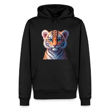 Bengalische Tigerbaby - Männer Premium Bio Hoodie - Schwarz - Vorne - Nico (187cm)