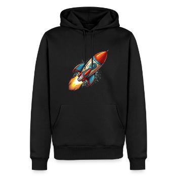 Rakete im Comic Stil - Männer Premium Bio Hoodie - Schwarz - Vorne - Nico (187cm)