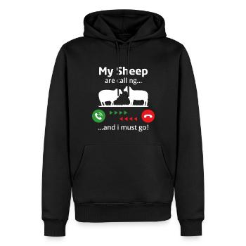 meine Schafe rufen und ich muss gehen - Männer Premium Bio Hoodie - Schwarz - Vorne - Nico (187cm)