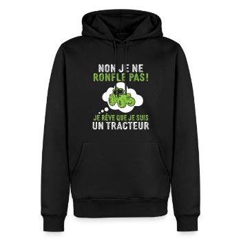 Non je ne ronfle pas je rêve je suis un tracteur - Sweat à capuche Premium bio Homme - noir - Devant - Nico (187cm)