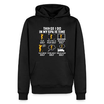 Dinge, die ich in meiner Freizeit mache, spiele Golf - Männer Premium Bio Hoodie - Schwarz - Vorne - Nico (187cm)