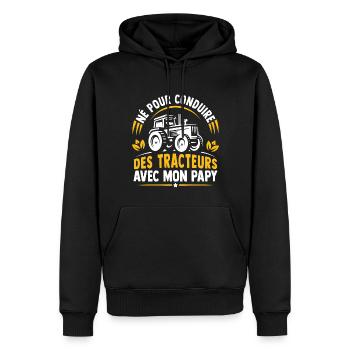Né pour conduire des tracteurs avec mon papy - Sweat à capuche Premium bio Homme - noir - Devant - Nico (187cm)
