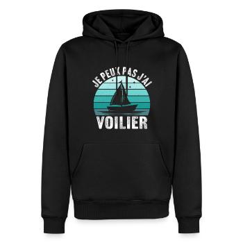 je peux pas j'ai voilier - Sweat à capuche Premium bio Homme - noir - Devant - Nico (187cm)