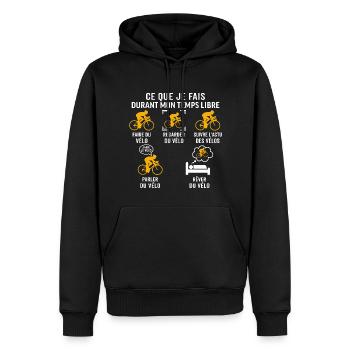 faire du vélo cycliste t-shirt humour cyclisme - Sweat à capuche Premium bio Homme - noir - Devant - Nico (187cm)