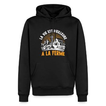 la vie est meilleure à la ferme - Sweat à capuche Premium bio Homme - noir - Devant - Nico (187cm)