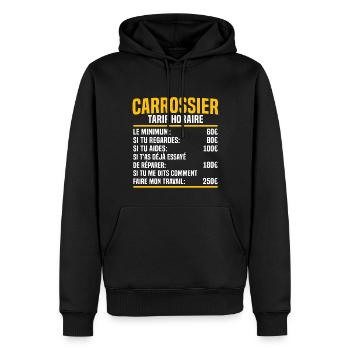 Carrossier tarif horaire cadeau pour un carrossier - Sweat à capuche Premium bio Homme - noir - Devant - Nico (187cm)