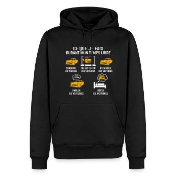 conduire ma voiture cadeau classique voitures - Sweat à capuche Premium bio Homme - noir - Devant - Nico (187cm)