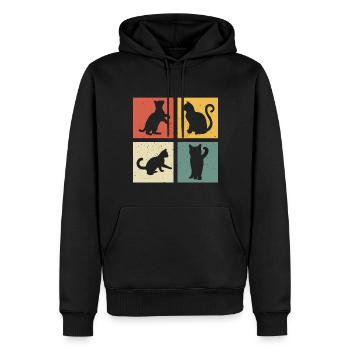 retro chat t-shirt chats chaton - Sweat à capuche Premium bio Homme - noir - Devant - Nico (187cm)