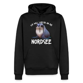 Ich will wieder an die Nordsee | Urlaub Meer - Männer Premium Bio Hoodie - Schwarz - Vorne - Nico (187cm)