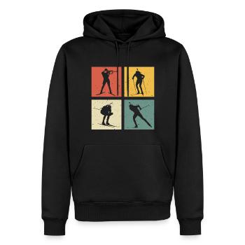 retro biathlon biathlete - Sweat à capuche Premium bio Homme - noir - Devant - Nico (187cm)