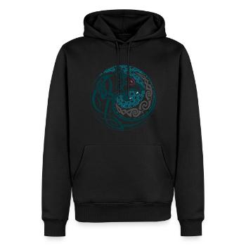 Nordischer Wolf - Wikinger - Männer Premium Bio Hoodie - Schwarz - Vorne - Nico (187cm)
