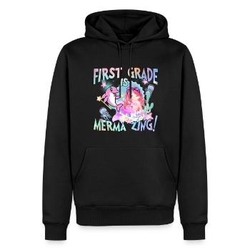 first grad is merma zing Girls Boys Teacher Team - Men’s Premium Organic Hoodie - black - Front - Nico (187cm)