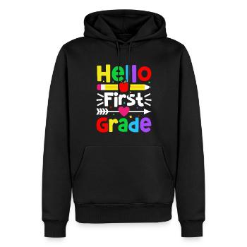 Bonjour Première année Rainbow Girls Boys Équipe d’enseignants - Sweat à capuche Premium bio Homme - noir - Devant - Nico (187cm)