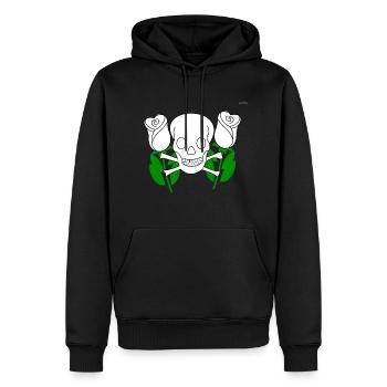 Skull between white roses - Men’s Premium Organic Hoodie - black - Front - Nico (187cm)