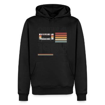 1984 Naissance vintage rétro anniversaire - Sweat à capuche Premium bio Homme - noir - Devant - Nico (187cm)