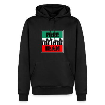 Free Iran - Men’s Premium Organic Hoodie - black - Front - Nico (187cm)