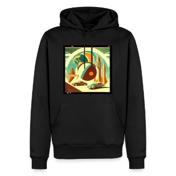Planète rétro imaginaire - Sweat à capuche Premium bio Homme - noir - Devant - Nico (187cm)