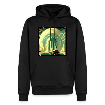 Nostalgische Zukunft - Männer Premium Bio Hoodie - Schwarz - Vorne - Nico (187cm)