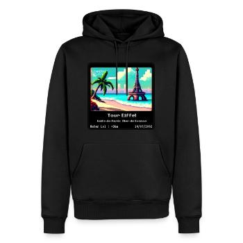 Tour Eiffel Golfe de Paris Mer de France - Sweat à capuche Premium bio Homme - noir - Devant - Nico (187cm)