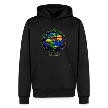 Die Erde in Pixelkunst - Männer Premium Bio Hoodie - Schwarz - Vorne - Nico (187cm)