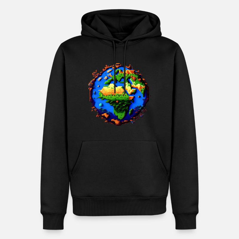 Pixel Earth - Sweat à capuche Premium bio Homme - noir