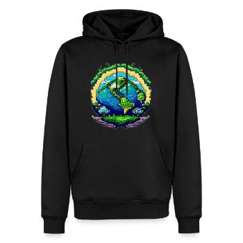 Globus in Pixelkunst - Männer Premium Bio Hoodie - Schwarz - Vorne - Nico (187cm)