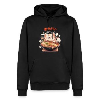 Süße Ramen Katze - Männer Premium Bio Hoodie - Schwarz - Vorne - Nico (187cm)
