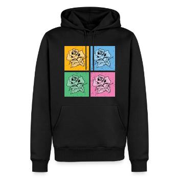 Jardin botanique Cadeau floral Pop Art Roses - Sweat à capuche Premium bio Homme - noir - Devant - Nico (187cm)