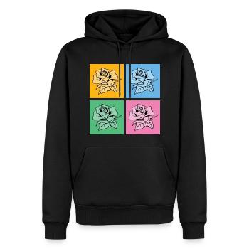 Nature Fleurs Jardinier Cadeau Pop Art Roses - Sweat à capuche Premium bio Homme - noir - Devant - Nico (187cm)
