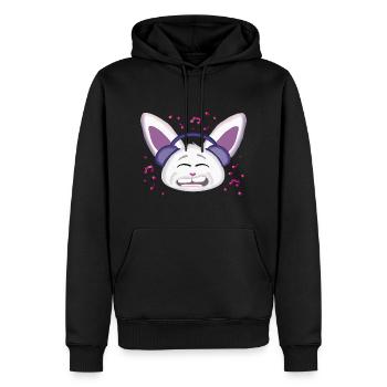 Cartoon Hase mit Kopfhörer hört Musik - Männer Premium Bio Hoodie - Schwarz - Vorne - Nico (187cm)