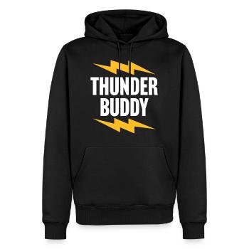 Thunder Buddy - Men’s Premium Organic Hoodie - black - Front - Nico (187cm)