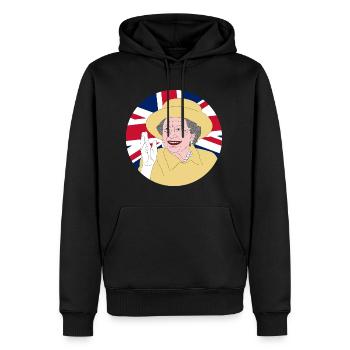 Königin Elisabeth II. mit Britischer Flagge - Männer Premium Bio Hoodie - Schwarz - Vorne - Nico (187cm)