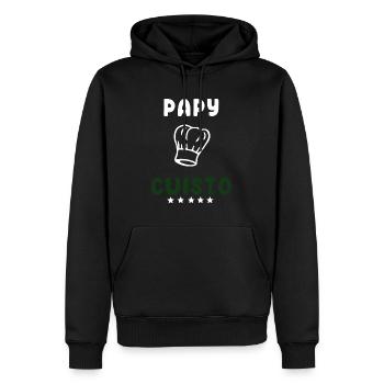 Papy cuisto - Sweat à capuche Premium bio Homme - noir - Devant - Nico (187cm)