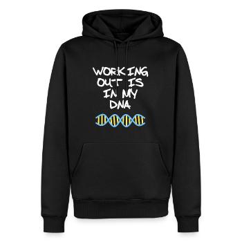 Faire de l’exercice est dans ma citation de fitness ADN - Sweat à capuche Premium bio Homme - noir - Devant - Nico (187cm)