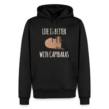 La vie est meilleure avec les capybaras - Sweat à capuche Premium bio Homme - noir - Devant - Nico (187cm)