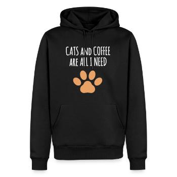 Cats and Coffee are All I need : Coffee Cat Quote - Men’s Premium Organic Hoodie - black - Front - Nico (187cm)