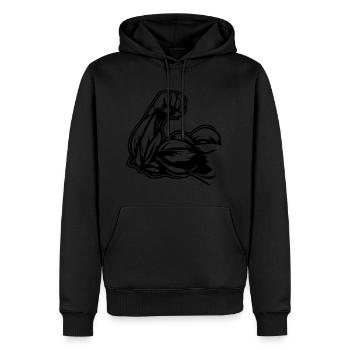 Muscles du bras biceps - Sweat à capuche Premium bio Homme - noir - Devant - Nico (187cm)
