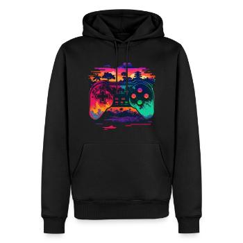 Retro Konsole - Männer Premium Bio Hoodie - Schwarz - Vorne - Nico (187cm)
