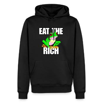 Mangez le design de grenouille riche et drôle, l’humour mème - Sweat à capuche Premium bio Homme - noir - Devant - Nico (187cm)