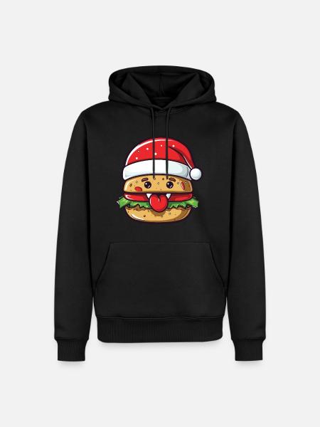 Burger Weihnachten Essen - Männer Premium Bio Hoodie - Schwarz