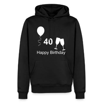 Joyeux anniversaire 40 - Anniversaire quarante ans - Sweat à capuche Premium bio Homme - noir - Devant - Nico (187cm)