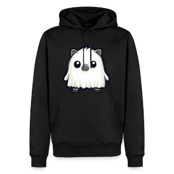 hérisson Halloween bande dessinée fantôme - Sweat à capuche Premium bio Homme - noir - Devant - Nico (187cm)