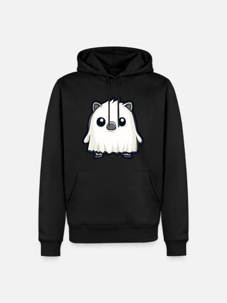 Hedgehog Halloween Comic Ghost - Men’s Premium Organic Hoodie - black