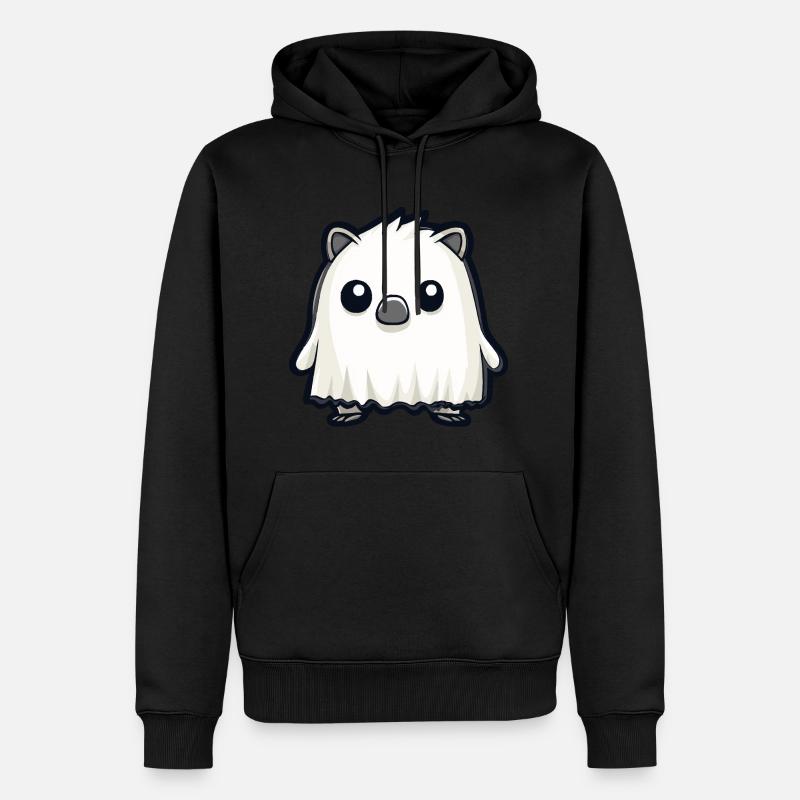Hedgehog Halloween Comic Ghost - Men’s Premium Organic Hoodie - black