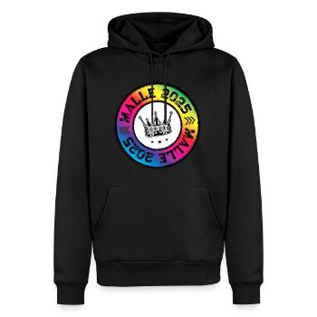 Malle 2025 Krone Mallorca Bunt - Männer Premium Bio Hoodie - Schwarz - Vorne - Nico (187cm)